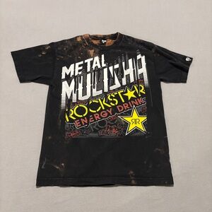 Metal Mulisha x Rock Star T Shirts Size Small Black Graphic Print Y2K Racing Dye